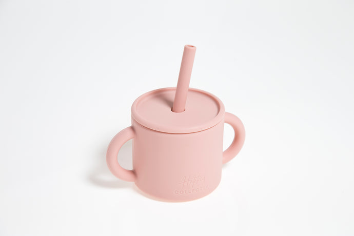 Silicone Sippy Cup with Straw & Handles (Sunset Delight)